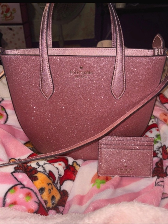 kate spade Handbags - kate spade Rose Gold Glitter Tote with Matching Cardholder
